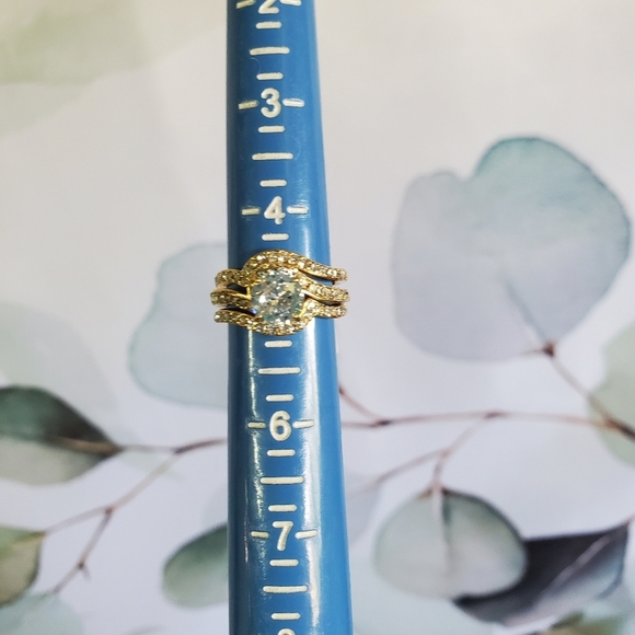 14k Gold IP Trio Ring Set 1.94ct White Sapphire sz 5 - Picture 6 of 6